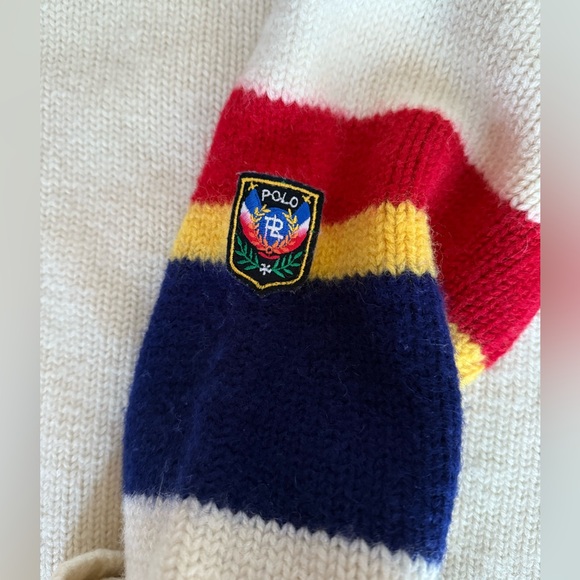 Vintage Polo by Ralph Lauren Wool Sweater Off White with Stripes Small - Picture 8 of 11
